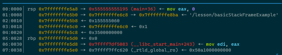 The state of the stack at the start of the printNumber function